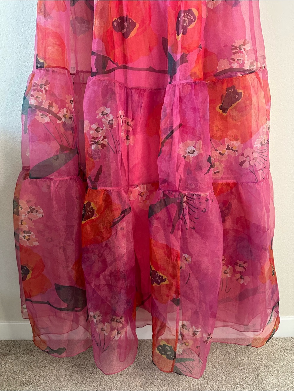 STAUD Hyacinth Tiered Floral
Organza Pink Dress SZ XS - Picture 3 of 6